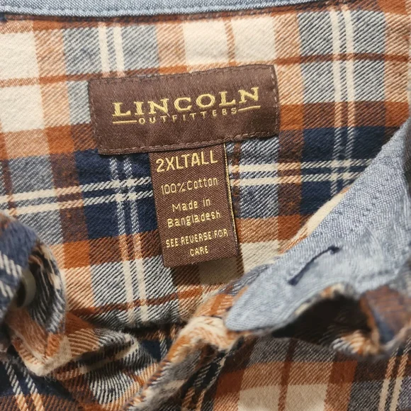 Lincoln Outdoor Men's Plaid Shirt - Brown and Blue 2XLT - Picture 3 of 8